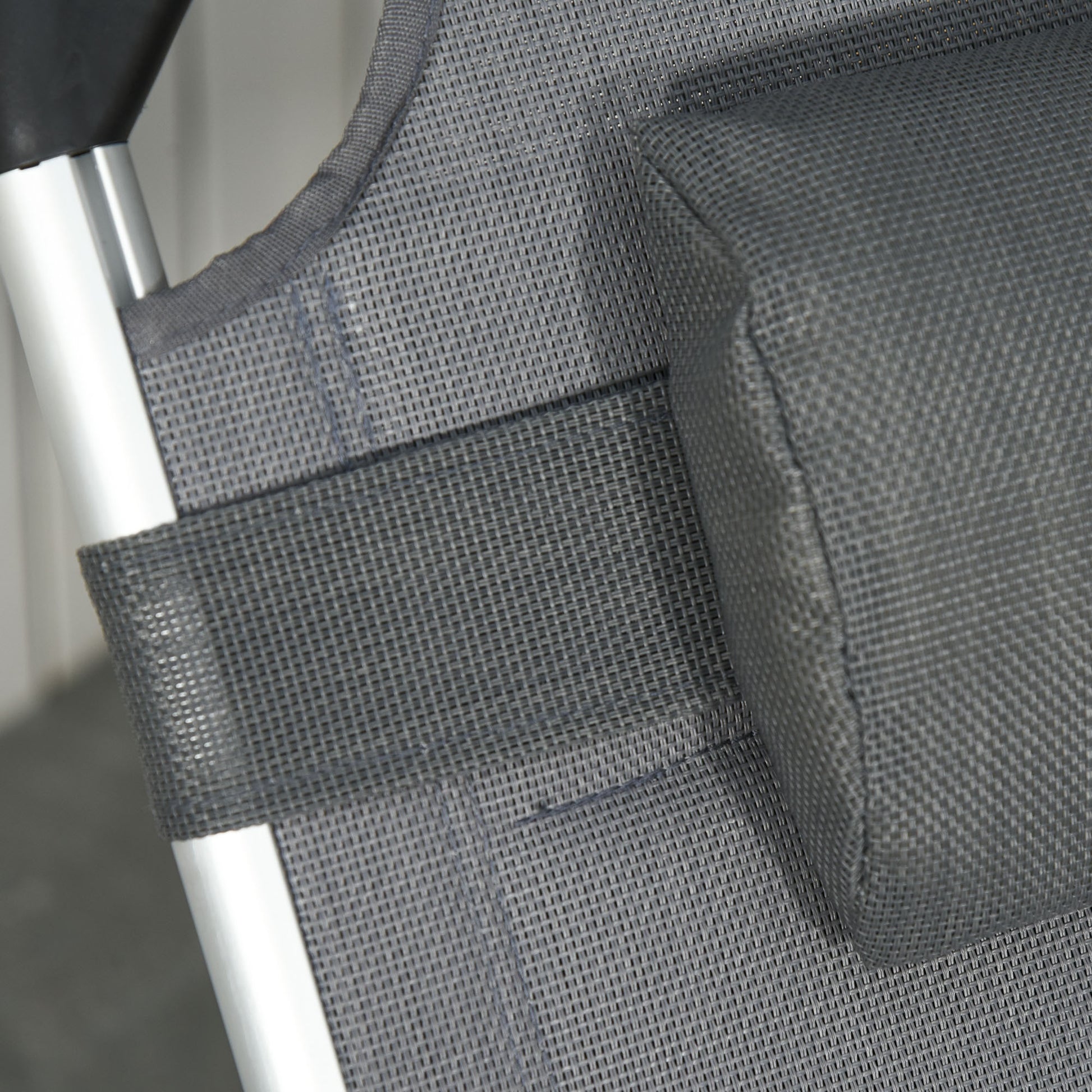 Outsunny Foldable Outdoor Chaise Lounge Chair, 5 Level Reclining Camping Tanning Chair With Aluminum Frame, Padding, And Headrest For Beach, Yard, Patio, Pool, Gray Gray Aluminium