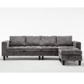 Arrived 5 Seat Modular Sofa,With Storage Ottoman, Convertible Sectional Sofa, L Shaped Couchreversible Chaise ,Riveted Sofa,Chenille, Gray Gray Polyester Wood Primary Living Space Medium Soft Cushion Back Modern Square Arms Foam Metal & Wood 5 Seat