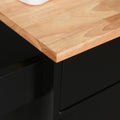 Homcom Kitchen Island Cart Rolling Trolley Cart With Drawer, Storage Cabinet & Towel Rack, Black Black Rubber Wood