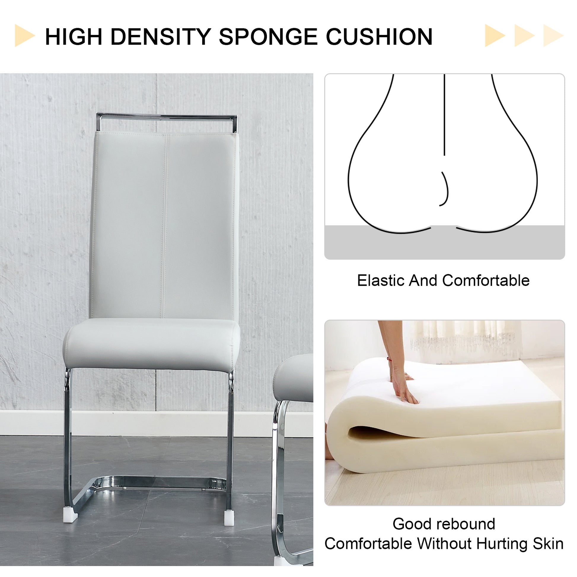 1 Table And 4 Chairs, Brown Tempered Glass Tabletop And Silver Metal Legs, Modern Minimalist Style Rectangular Glass Dining Table, Paired With 4 Modern Silver Metal Leg Chairs. 1123C 1162 Brown Seats 4 Glass