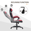 Homcom 6 Vibrating Point Massage Computer Gaming Chair 5 Modes, Racing Style Heated Desk Chair Swivel Rolling Chair With Headrest, Red Black Red Faux Leather