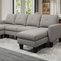 U Shaped Sofa Coch 4 Seat Sofa With Chaise Polyester Fabric For Living Room Apartment Office Light Grey Light Gray Primary Living Space Soft Eucalyptus Foam Linen 4 Seat