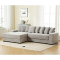 Arrived Oversized Two Piece Couches, L Shaped Sofa, Corduroy, Left Chaise Daybed,With Armrests,Eight Throw Pillows,Corner Sofa,Easy To Assemble, Gray Gray Polyester Wood Primary Living Space Medium Soft Pillow Back Modern Square Arms Wood 3 Seat