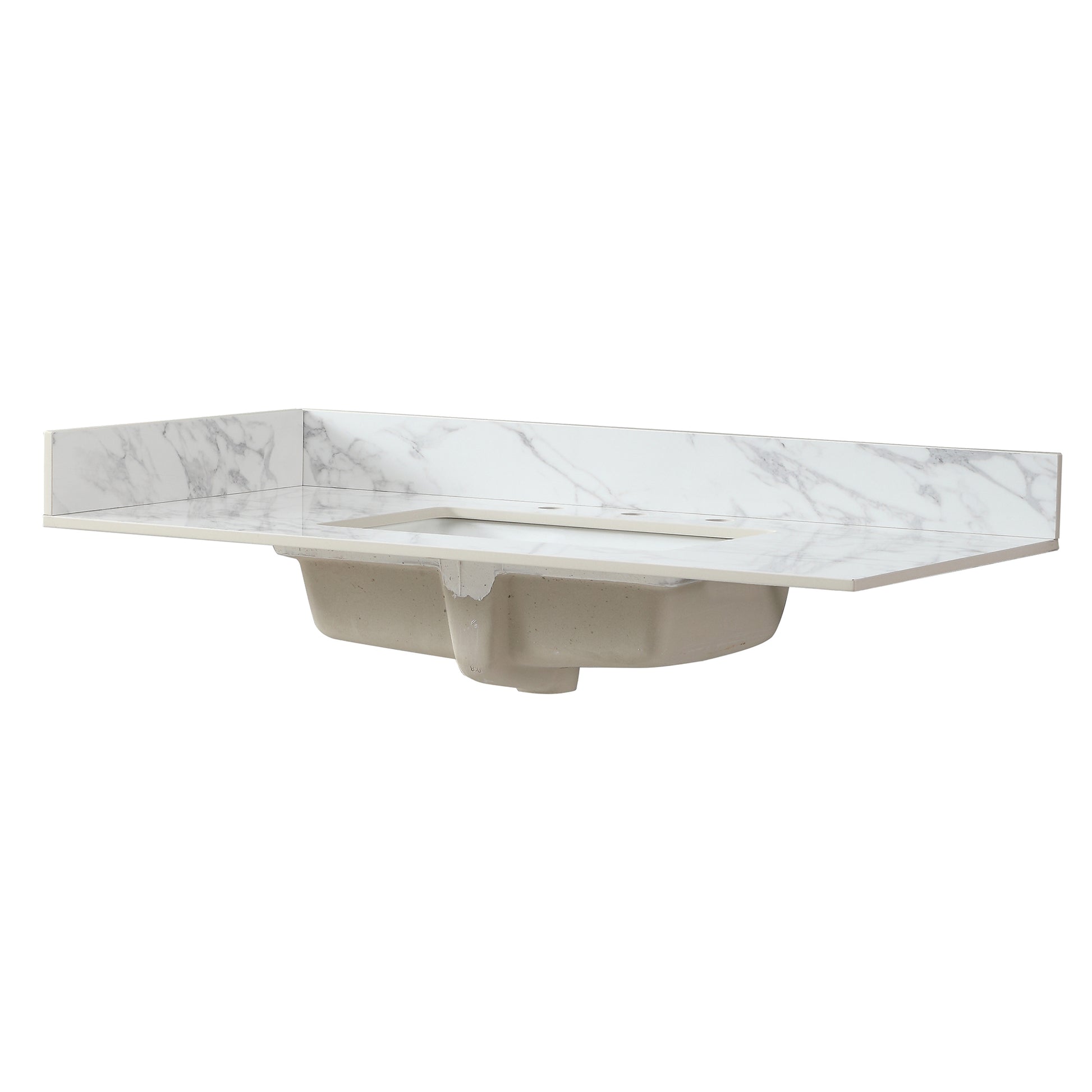 22" X 4" Bathroom Sink Side Splash, Size For Bathroom Vanity Sink Top, Engineered Marble Stone Side Splash, Bianco Carrara Wenato Color White Bathroom American Design Sintered Stone