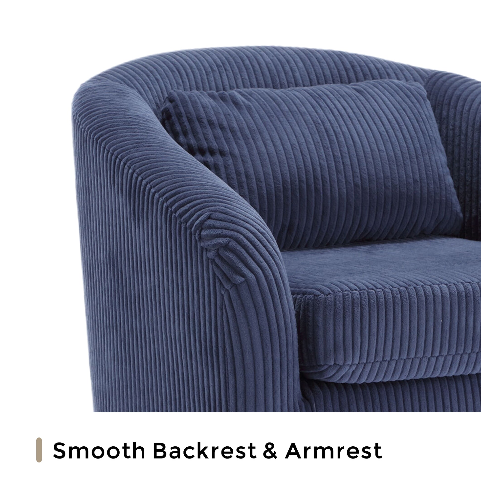 Coolmore Living Room Accent Barrel Chair, Century Modern Style Decorative Chair, Armchair For Living Room With Thick Cushions And Pillows, Comfy Single Sofa Chair, Chair With Wooden Legs,Blue Blue Corduroy