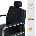 Premium Reclining Barber Chair Salon Chair For Hair Stylist With Heavy Duty Hydraulic Pump, 360 Rotation, Tattoo Chair Shampoo Beauty Salon Equipment, Max Load Weight 400 Lbs, Black Black Pu