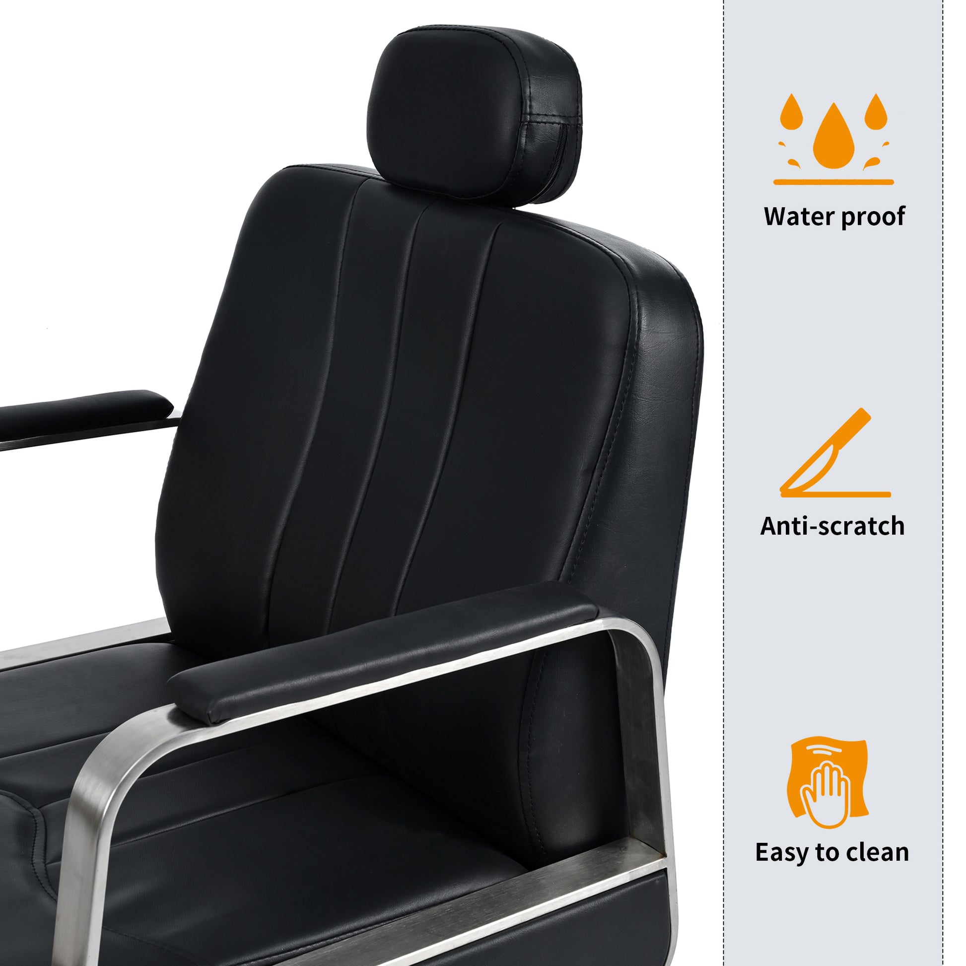 Premium Reclining Barber Chair Salon Chair For Hair Stylist With Heavy Duty Hydraulic Pump, 360 Rotation, Tattoo Chair Shampoo Beauty Salon Equipment, Max Load Weight 400 Lbs, Black Black Pu