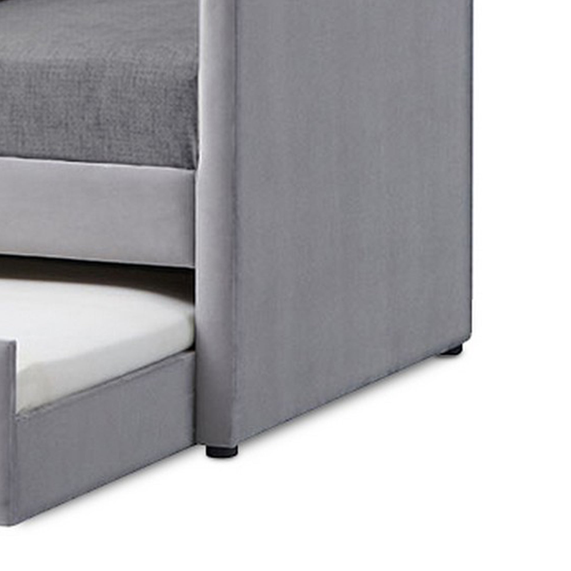 Modern Twin Daybed With Trundle, Trim Backing, Soft Gray Velvet Twin Gray Solid Wood