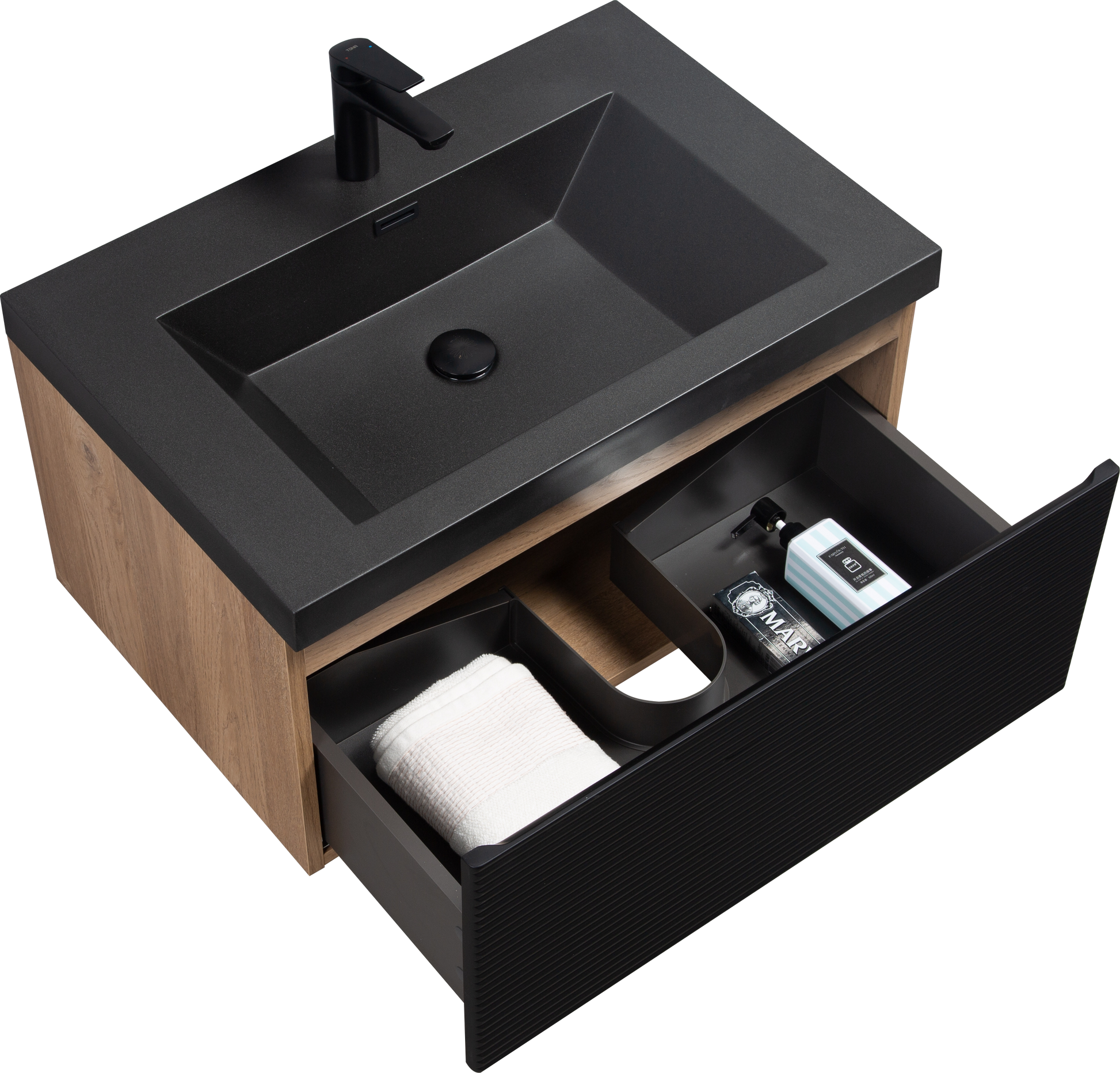 30" Floating Bathroom Vanity With Sink, Modern Wall Mounted Bathroom Storage Vanity Cabinet With Countertop And Soft Close Drawers, Ink Black Cruis 30 Black Wood