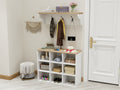Hall Tree Shoe Bench With Storage, 4 In 1 Coat Rack Set White Bedroom Wood