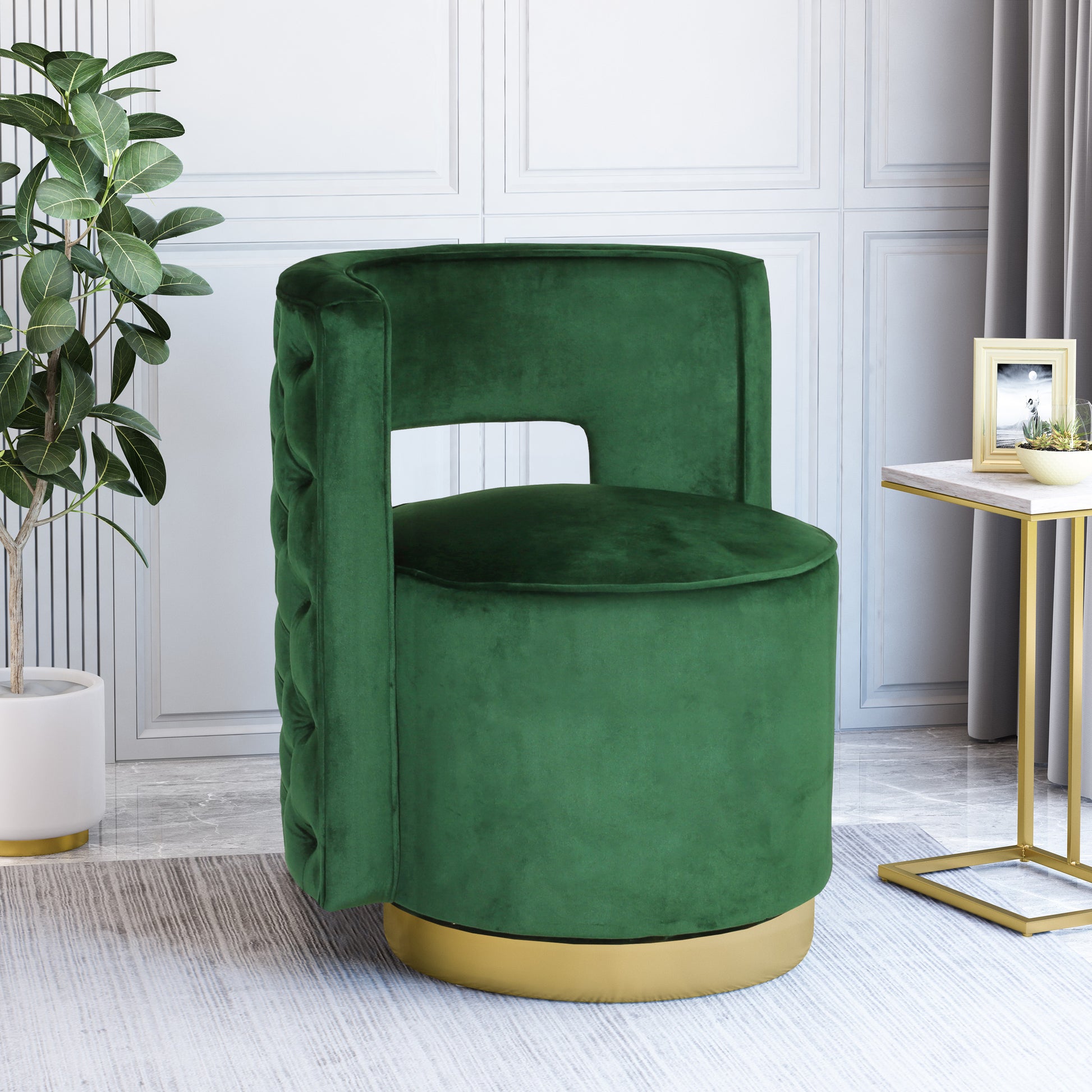 Swivel Arm Chair Emerald Velvet
