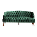 Comfy 3 Seat Sofa With Wooden Legs, Pu, For Living Room And Study Emerald Velvet 3 Seat
