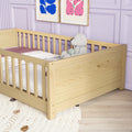 Twin Size Floor Platform Bed With Built In Book Storage Rack,Natural Twin Natural American Design Pine