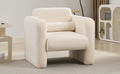 Modern Accent Chair Lambskin Sherpa Fabric Upholstered Comfy Reading Arm Chair Soft Padded Armchair With Back And Pillow For Living Room Bedroom Reception Waiting Room Office, Cream Cream Primary Living Space Upholstered