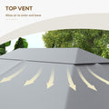 Outsunny 10' X 13' Gazebo Canopy Replacement, Outdoor Gazebo Cover Top Roof Replacement With Vents And Drain Holes, Top Cover Only , Light Gray Gray Polyester