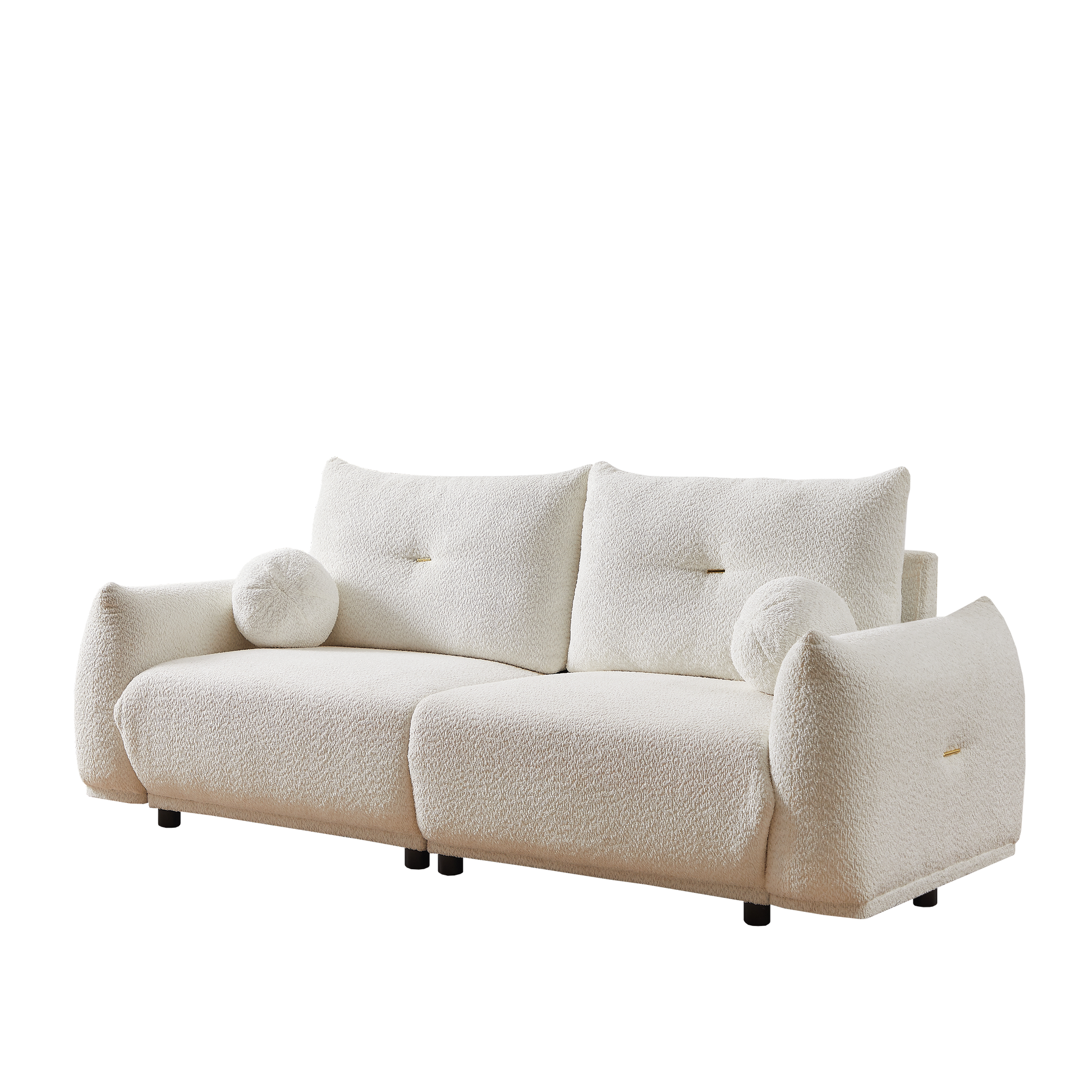 Lamb'S Wool 2 Seater Cushion Sofa 90'' Comfortable Sofa For Living Room Bedroom And Other Casual Spaces Lamb'S Wool Sofa With 2 Cushions And 2 Ball Pillows. Beige Two Sets Beige Foam Fabric 4 Seat