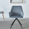 Modern Desk Chair No Wheel, Ergonomic Office Chair Home Office Upholstered Chair, Computer Chair For Bedroom, Reception Room, Living Room With Metal Legs Blue Fabric Metal