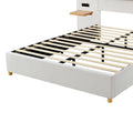 Queen Size Upholstered Platform Bed, Two Outlets And Usb Charging Ports On Both Sides, Two Bedside Pillows, Storage Shelves,Velvet, Beige Queen Beige Mdf Lvl