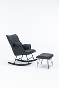 Rocking Chair, Glider Chair,Rocking Accent Chair With Lumbar Pillow And Ottoman For Nursery Living Room Bedroom Black Pu