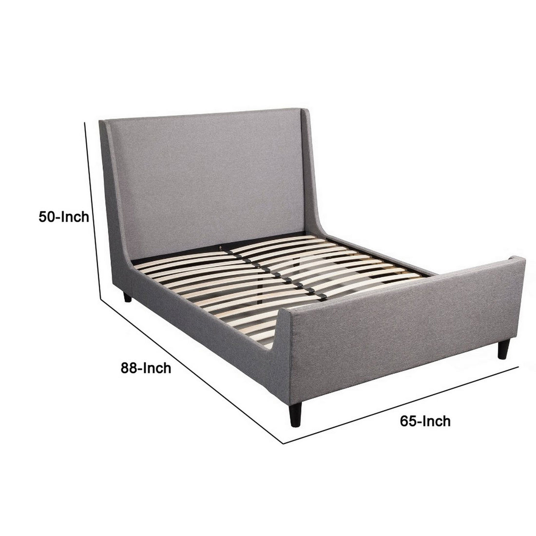 Poplar Wood Queen Size Upholstered Bed In Gray Queen Gray Solid Wood