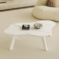 Modern Minimalist White Imitation Marble Tabletop Coffee Table. Solid Wood Spray Painted Desk Legs, Cloud Shape To Give You A Experience, Computer Desk. Suitable For Dining And Living Rooms. White Mdf