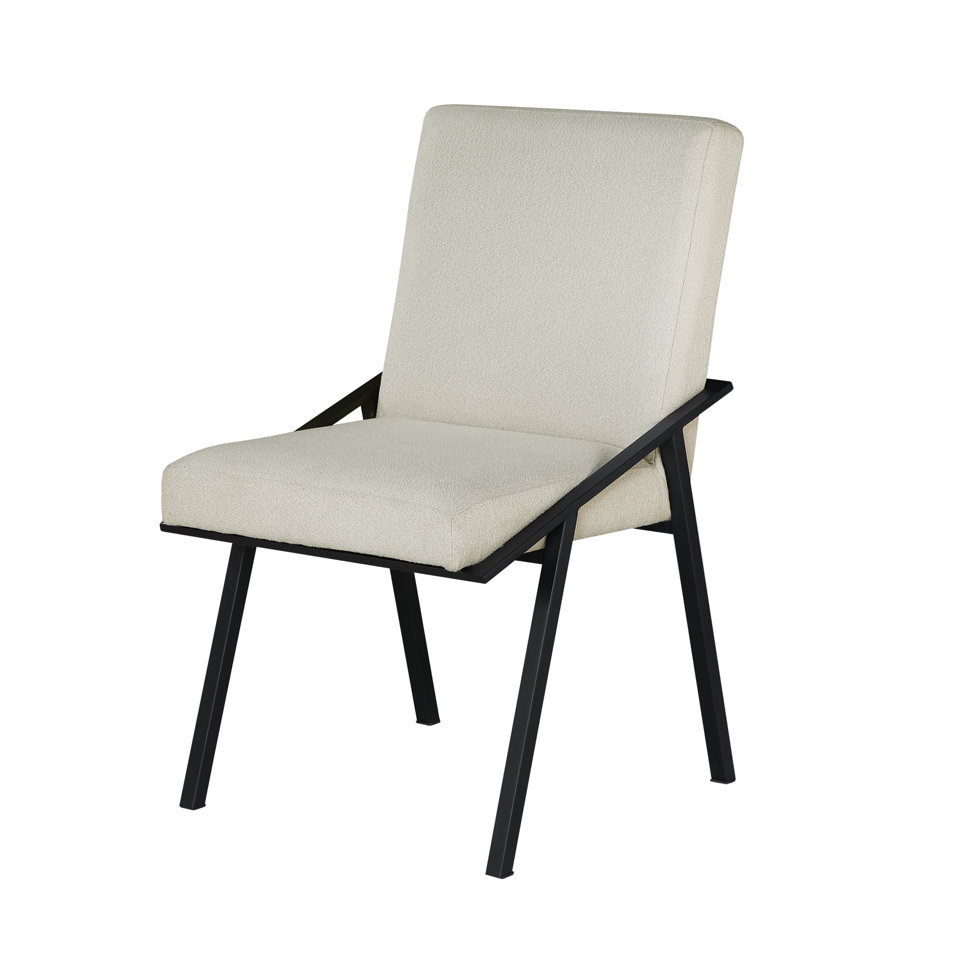 Black Metal Base Contemporary Side Chairs Set Of 2Pc, Cream Fabric Upholstered Dining Furniture Black Cream Dining Room Contemporary,Modern Side Chair Set Of 2 Metal