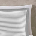 Reversible Yarn Dyed Stripe Down Alternative Comforter Set Queen White Gray Microfiber