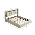 Queen Size, Cotton And Linen Fabric, Pneumatic Bed, With Storage Space Under The Bed, Stable Bed Structure,Light Gray Queen Light Gray Mdf Acacia