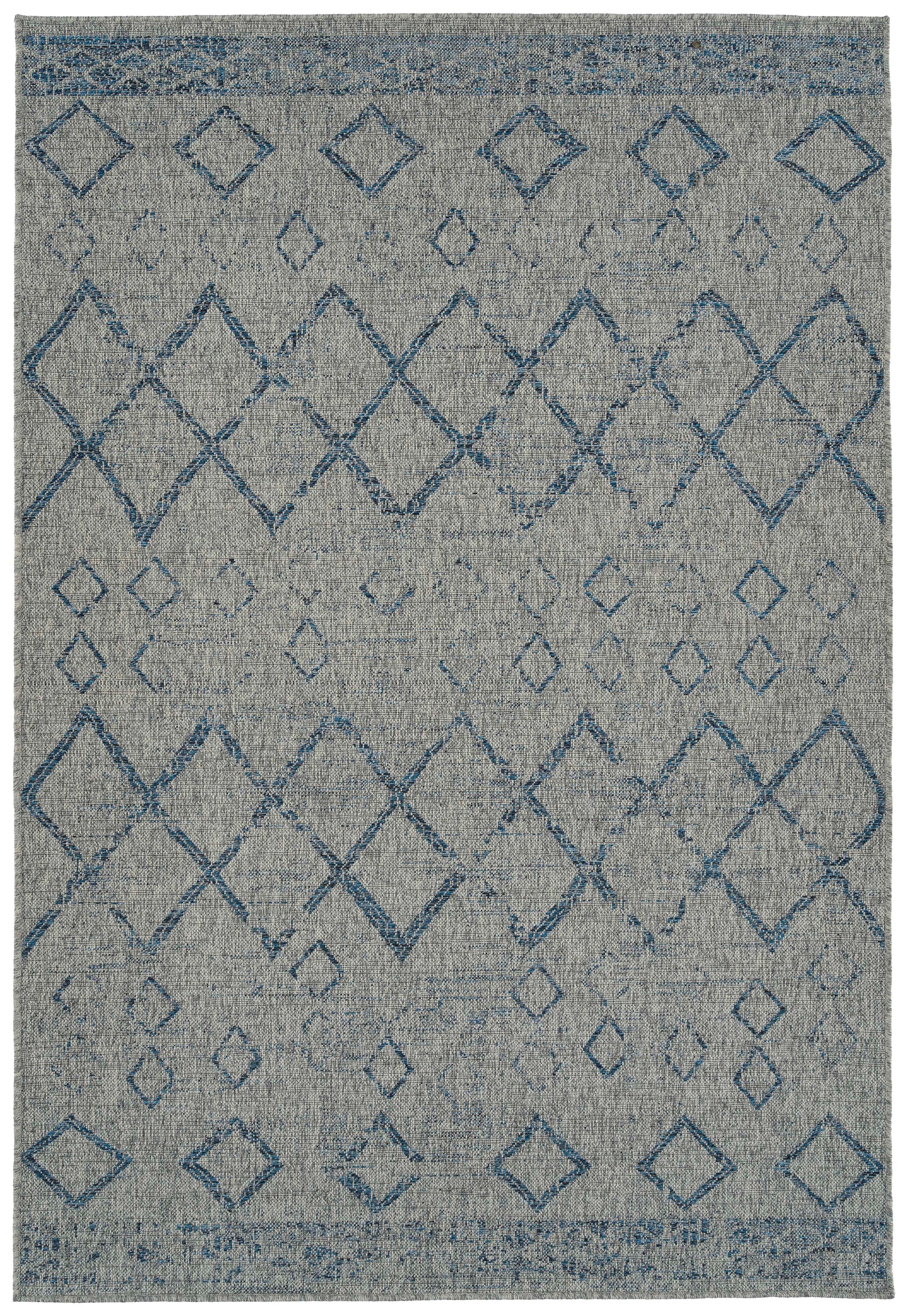 Modern, Transitional, Geometric, Southwestern, Textured High Low Cut & Loop 5'3" X 7'6" Rectangle Area Rug Grey Polypropylene