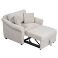 Chenille Convertible Sleeper Chair With Adjustable Backrest, 3 In 1 Lounger Chair Turns Into Bed, Single Bed For Living Room, Beige Beige Chenille