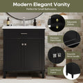 30 Inch Bathroom Vanity With Ceramic Basin, Soft Close Door And Adjustable Shelves Black Bathroom Solid Wood Mdf