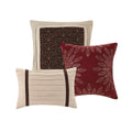 7 Pc Pieced Faux Suede Comforter Set Red King King Red Polyester