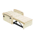 1 Versatile Foldable Sofa Bed In 3 Lengths, Modern Sofa Sofa Sofa Velvet Pull Out Bed, Adjustable Back And With Usb Port And Ashtray And Swivel Phone Stand Creamy White Creamy White Light Brown Velvet Wood Primary Living Space Cushion Back Light Duty