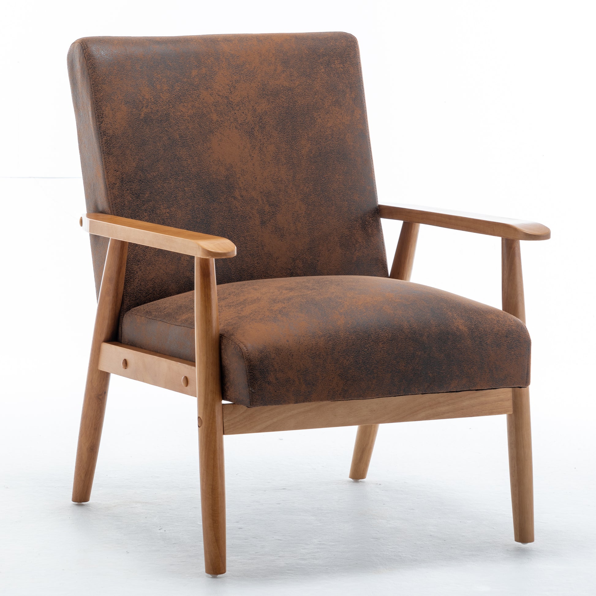 25.38'' Wide Classic Mid Century Modern Arm Chair, Light Brown Light Brown Microfiber