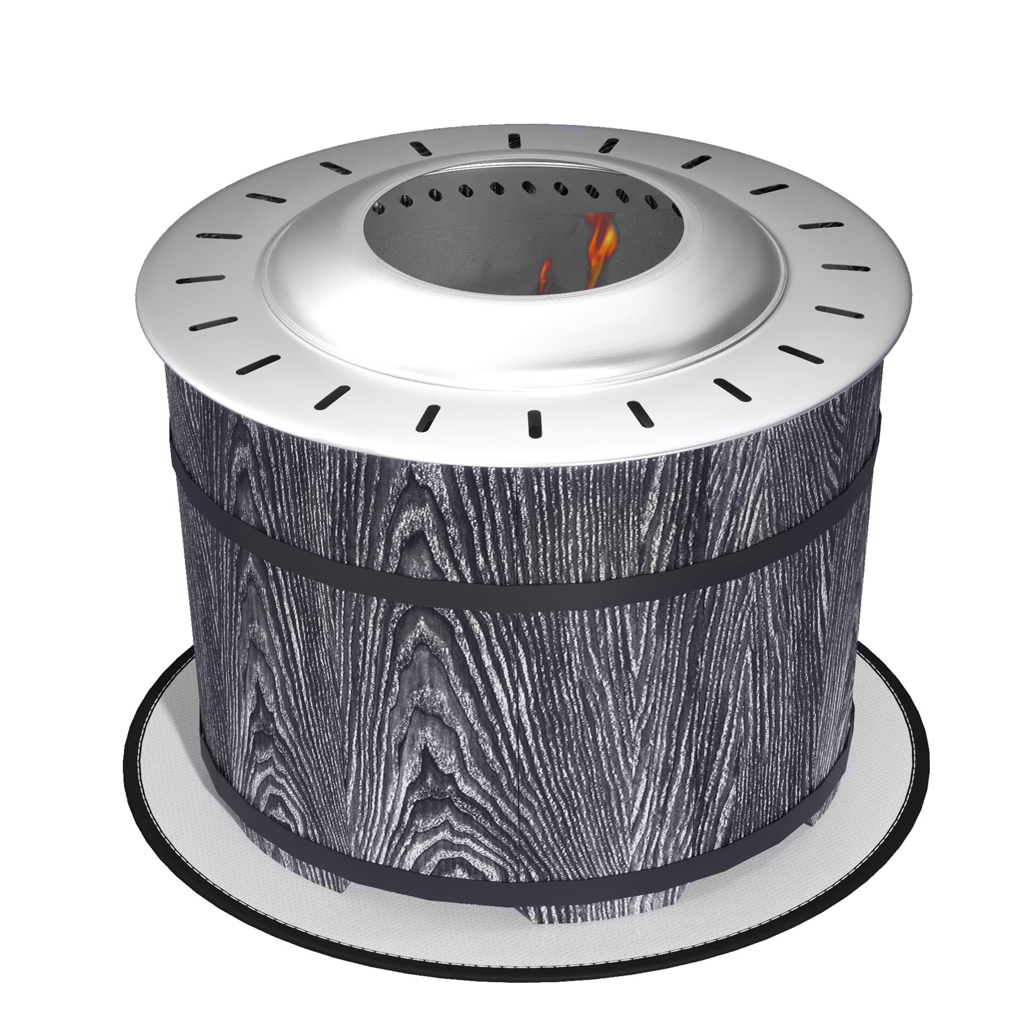 Outsunny Smokeless Fire Pit With Fireproof Mat, 20" Barrel Style Portable Wood Burning Firepit, Magnesium Oxide Low Smoke Camping Bonfire Stove For Backyard, Patio, Picnic, Black Black Magnesium Oxide