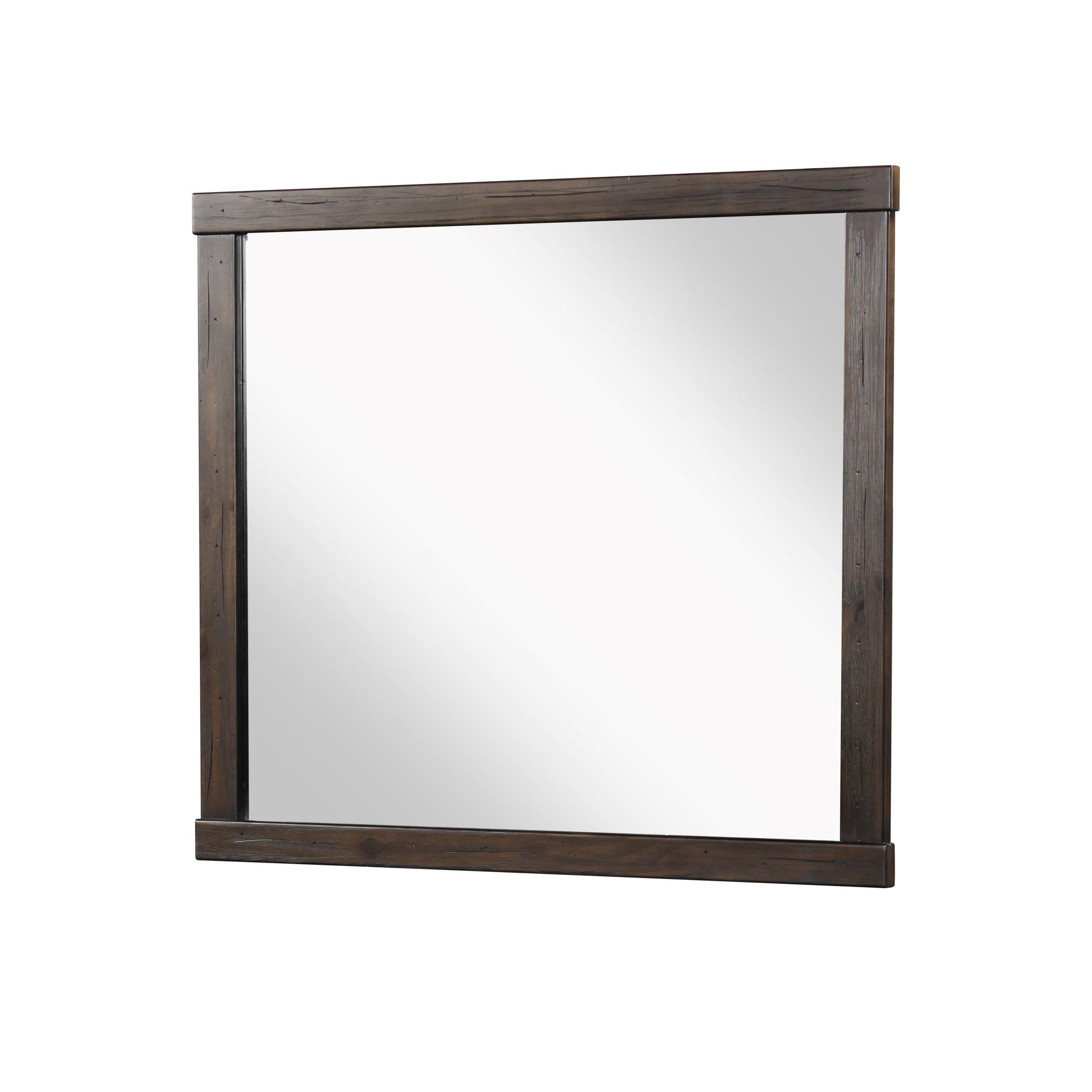 Square Mirror With Knotty Oak Brown Solid Wood Mdf Glass
