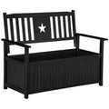 Outsunny Outdoor Storage Bench, 43 Gallon Deck Box With Armrests, Outdoor Storage Box For Patio Furniture Cushions And Garden Tools, Black Black Wood