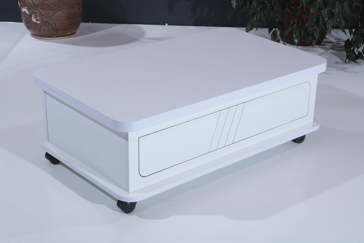 Rio Smart Coffee Table For Living Room, Adjustable Height Coffee Table, 1003 White White White Height Adjustable & Standing Desks Primary Living Space Contemporary Manual Rectangular Open Storage Coffee & End Tables Rectangular Wood Hairpin