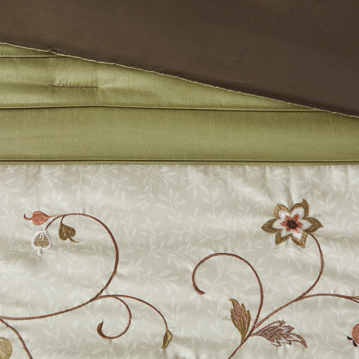 Embroidered 7 Piece Comforter Set Green Queen Queen Green Polyester