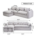 Sofa Deep Seat Sofa 3 Seater For Living Room Oversized Comfy Sofa L Shape Sofa Couch With Chaise Home Furniture Sleeper Sectional Sofa For Apartment, Office Left Hand Facing Grey Foam 3 Seat