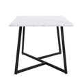 Modern Faux Marble 6 Piece Dining Table Set,60Inch Metal Kitchen Table Set With Upholstered Dining Chairs And Bench, Black Metal Dining Room Bench Seating Rectangular Dining Table With Chair And Bench Metal Wood Black Seats 6 60 Inches Farmhouse Trestle