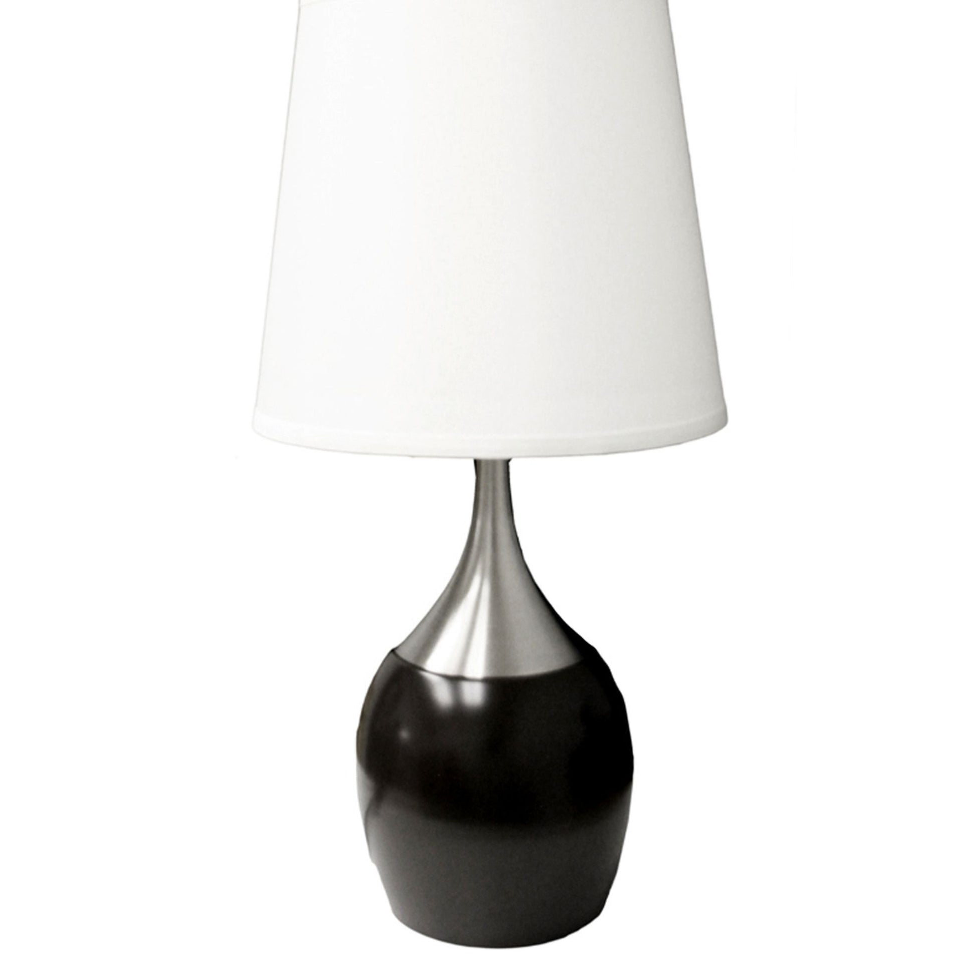 24" Tall Metal Touch Table Lamp With Espresso Finish, White Shade Multicolor Metal