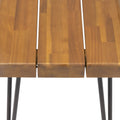 Zion Industrial Wood And Metal Rectangular Bench Teak Wood