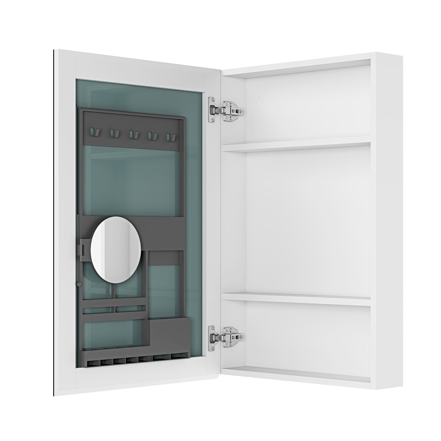 20'' W X 30'' H Bathroom Mirror Medicine Cabinet Wooden Door Medicine Cabinets For Bathroom, Wall Mounted Recessed Or Surface, Bathroom Mirror With Storage, Left Opening Door White Engineered Wood
