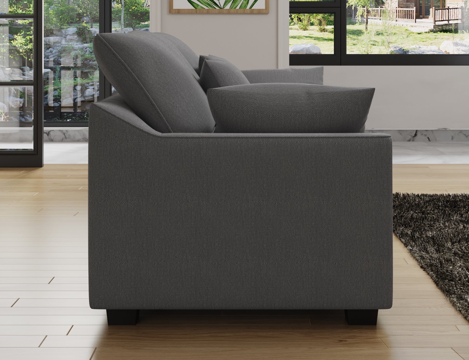 55" Loveseat Couch 2 Seater Sofa With Pillows Polyester Upholstery Duck Down Filled Cushion Sofa For Living Room Apartment,Grey Grey Polyester Wood Primary Living Space Soft Cushion Back Foam Polyester 2 Seat