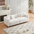 89 Inch Sofa For Living Room, Fashion Sofa With Metal Legs, 3 Seater Sofa, Solid Wood Frame Couch With 4Pillows, For Apartment Office Living Room White Beige Cotton Linen,Teddy 3 Seat