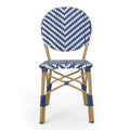 French Bistro Chair White Blue Rattan