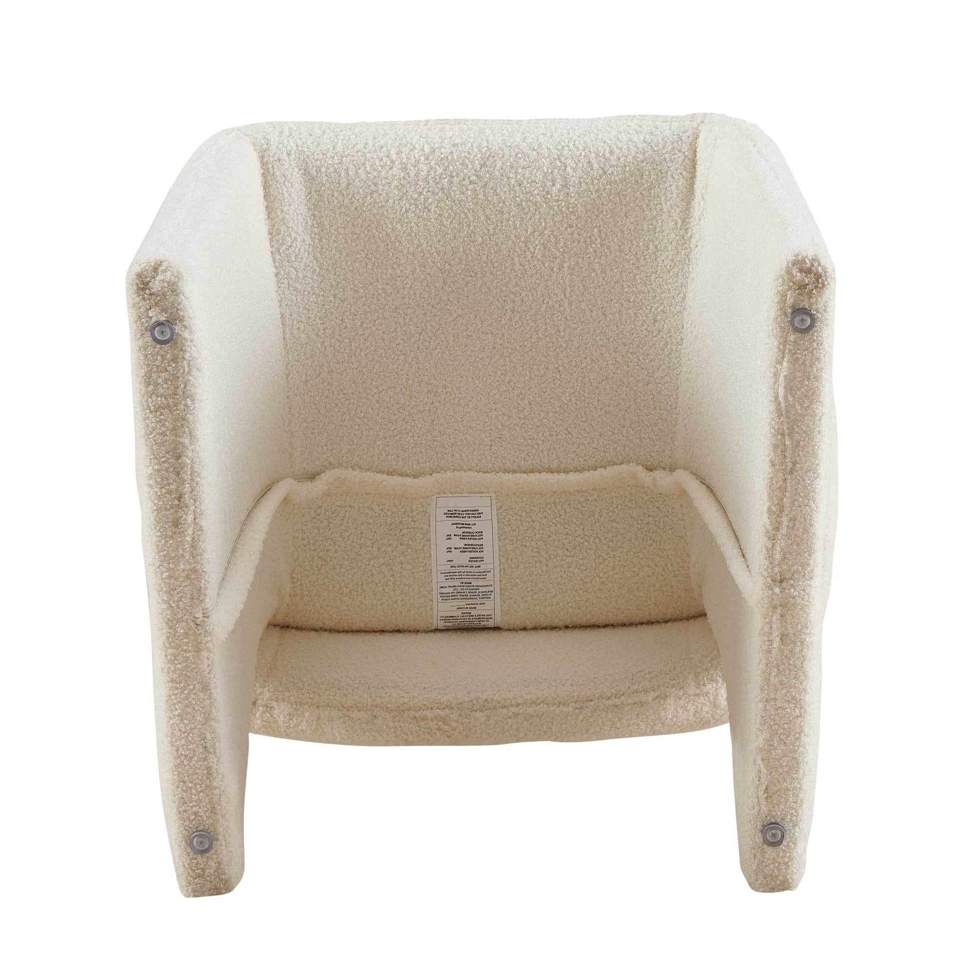 Modern Accent Chair White Single Sofa Chair,Upholstered Side Chair Teddy Comfy Reading Chair For Bedroom Living Room Reception Off White 1Pc Off White Primary Living Space Modern Teddy