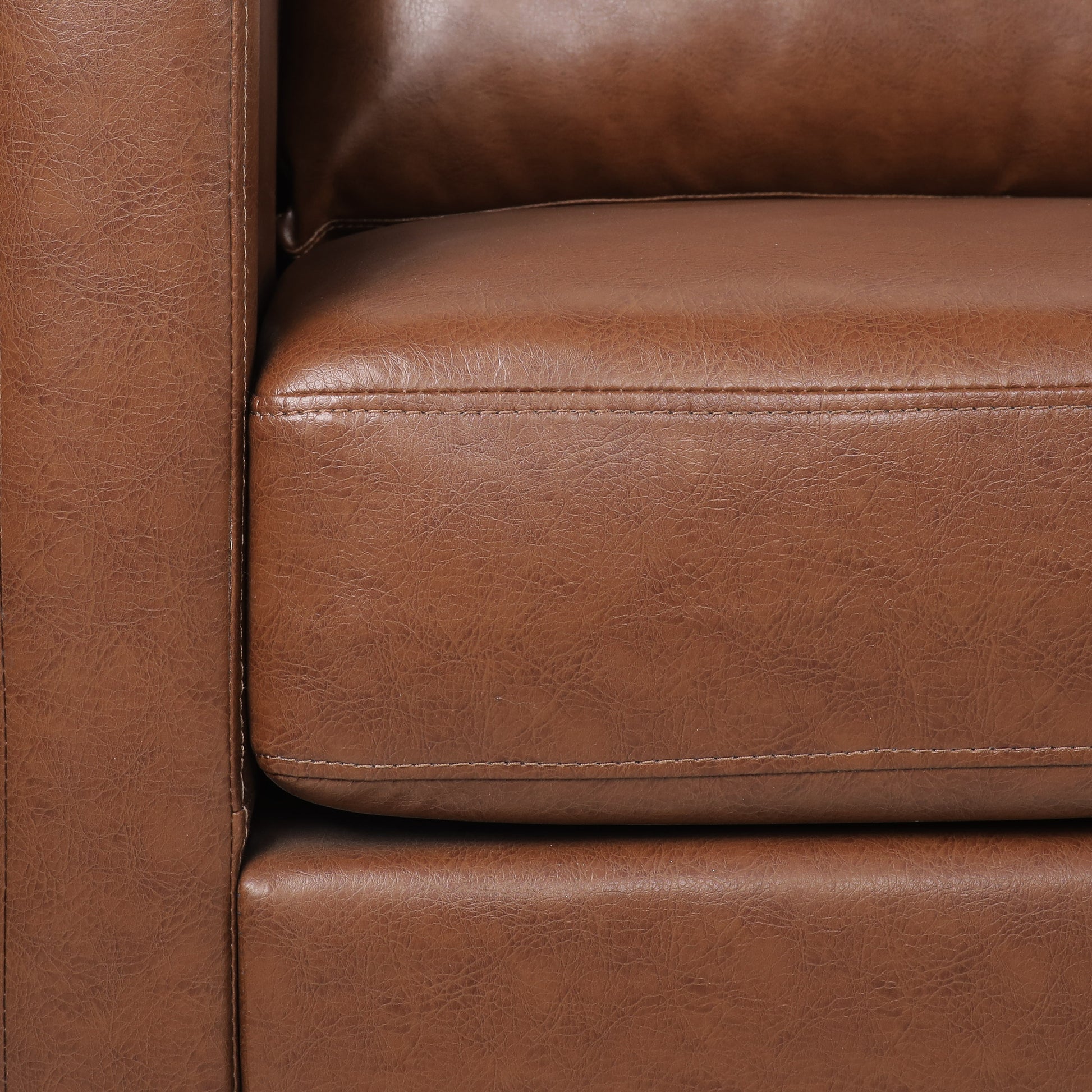 3 Seater Sofa Light Brown Pu 3 Seat