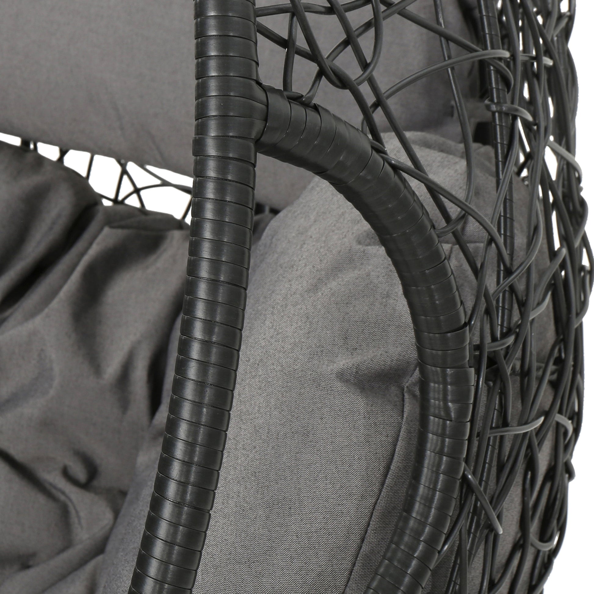 Kylie Hanging Basket Grey Only Basket ,Not Include A Hanging Stand Gray Rattan Waterproof Fabric Metal